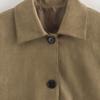 Women's Suede Pocket Jacket with Turn-Down Collar - 2024 Autumn Casual European & American Style