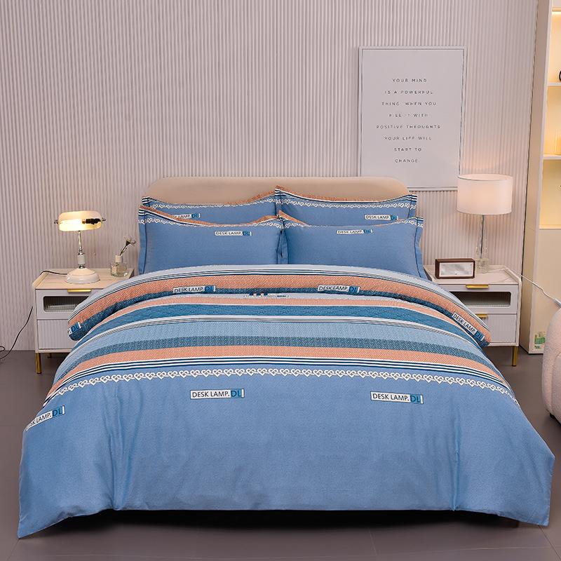 Thickened Cotton Four-piece Set, Pure Cotton Bed Sheet Quilt Cover, Dormitory Three-piece Set, Bedding