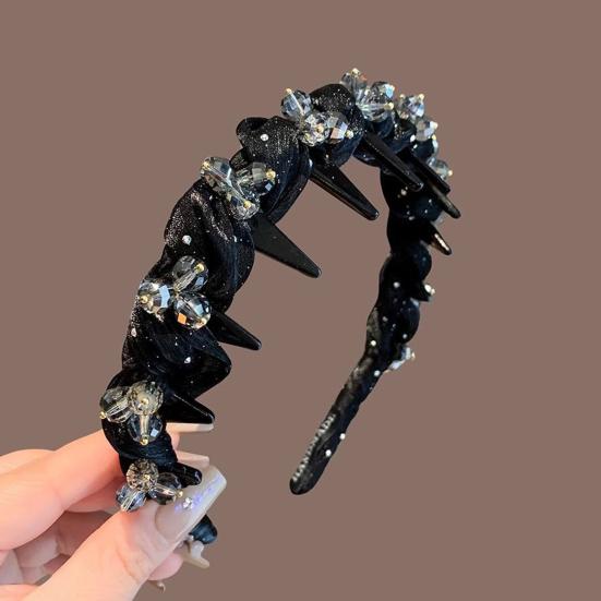 Women Headband Faux Crystal Decor Twist Cloth Hair Hoop Bright Color Lightweight Versatile Headband Hair Accessory