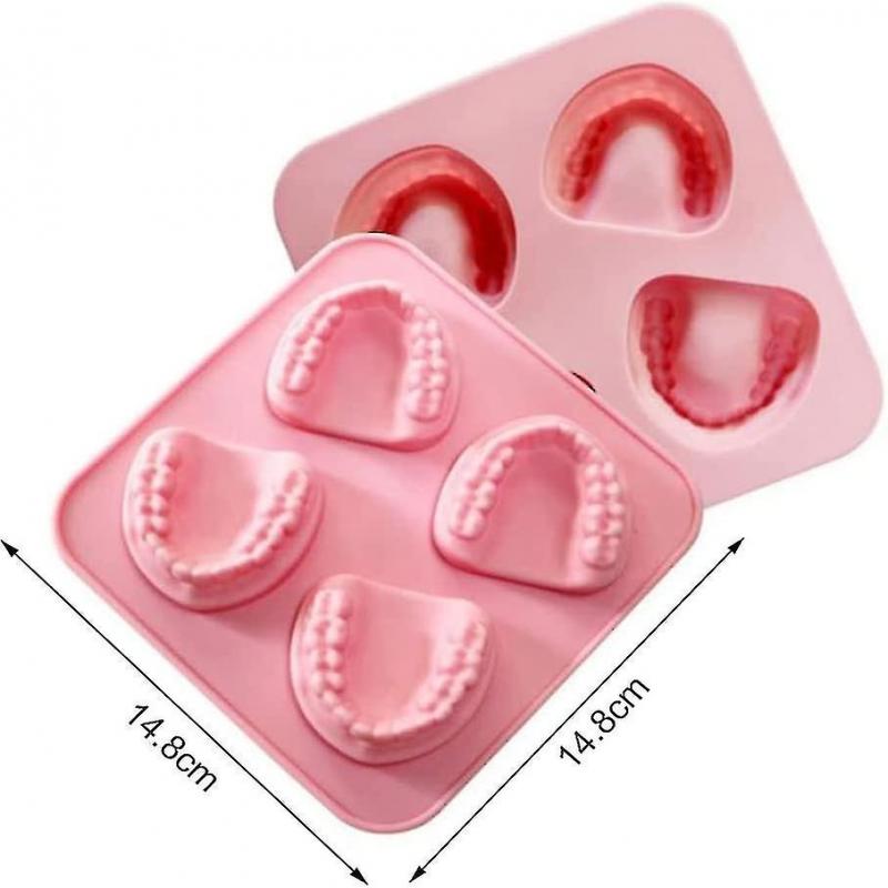 2 Pcs Silicone Ice Tray 3d Tooth-shaped Moulds Food Grade Ice Cube Mold