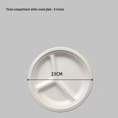 Degradable Three-Compartment Disposable Pulp Plates