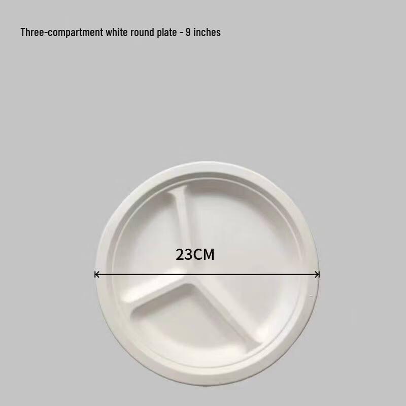 Degradable Three-Compartment Disposable Pulp Plates