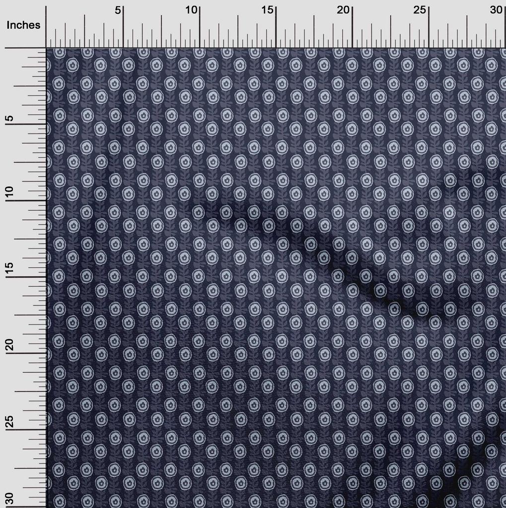 oneOone Cotton Flex Fabric Leaves & Floral Block Printed Craft Fabric BTY 40 Inch