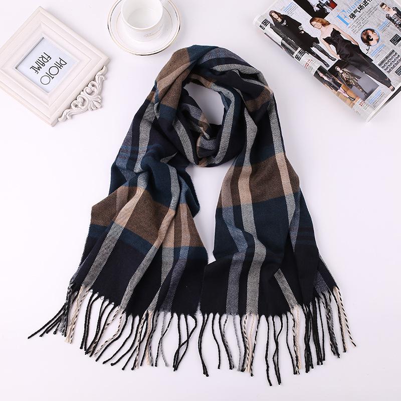 Men'S Winter Plaid Scarf Warm Women Cashmere Shawls Scarves Casual Tassel Scarfs Man Business Scarf Pashmina