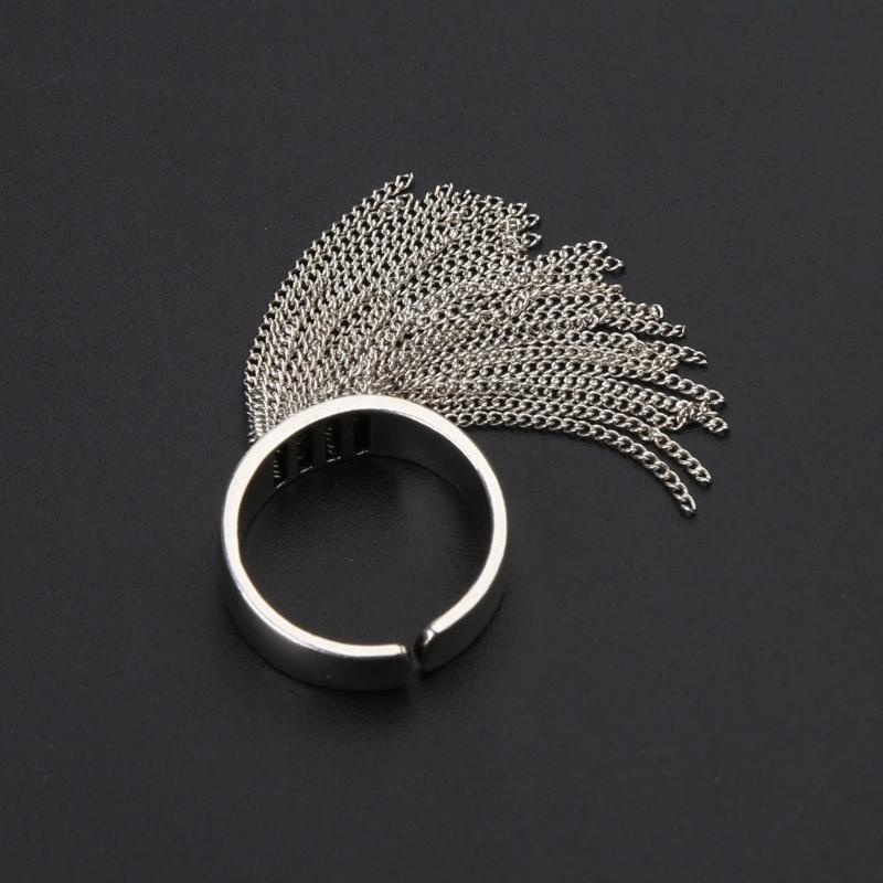 Silver Color Simple Geometric Multilayer Tassel Handmade Opens Ring for Women Men Fashion Personalized Party Jewelry