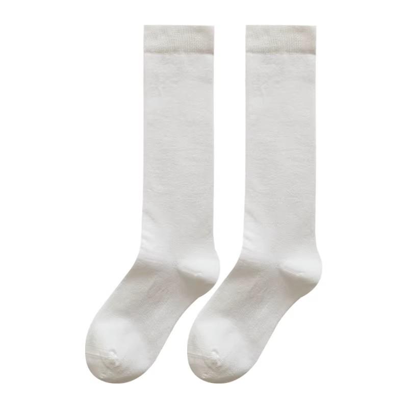 Women's Black Over-the-Knee Cotton Socks - Breathable, Antibacterial, Slimming JK Style