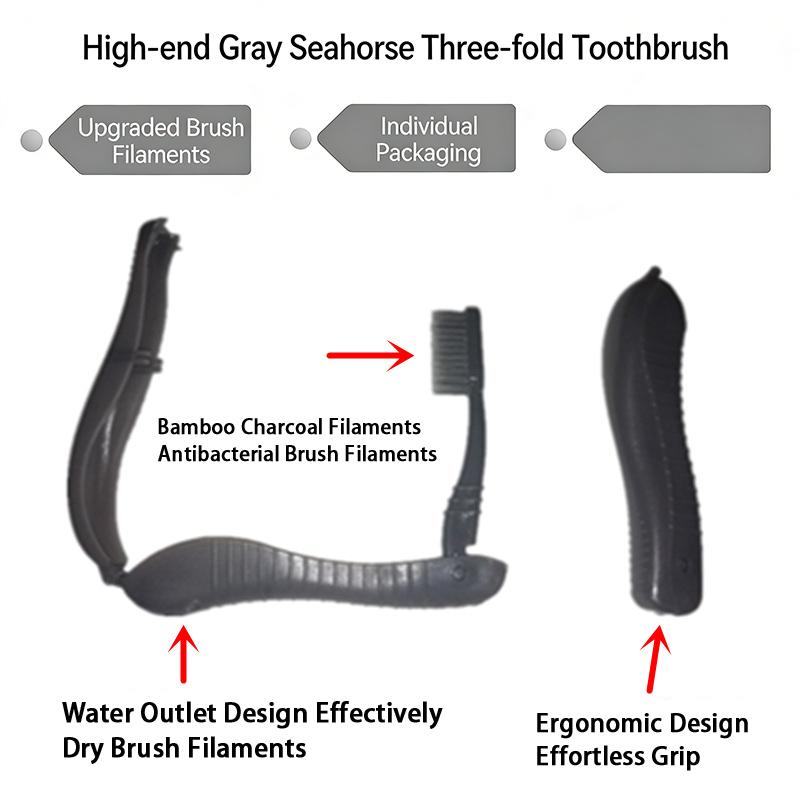 2Pcs Folding Toothbrush Set for Travel Camping Hiking Portable Compact Size Outdoor Essential