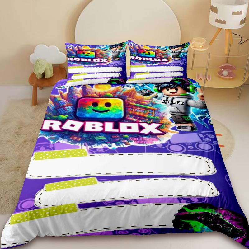 3Pcs Duvet Cover Set Roblox Cartoon Boys Kids Bedding Set Anime Comforter Cover Soft Bedroom Decor Birthday Gifts