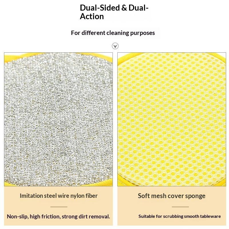 Kitchen Dishwashing Sponge Double-sided Sponge Scrubbing Pot Artifact Household Cleaning Rag Non-oil Dishcloth Scrubbing Cloth