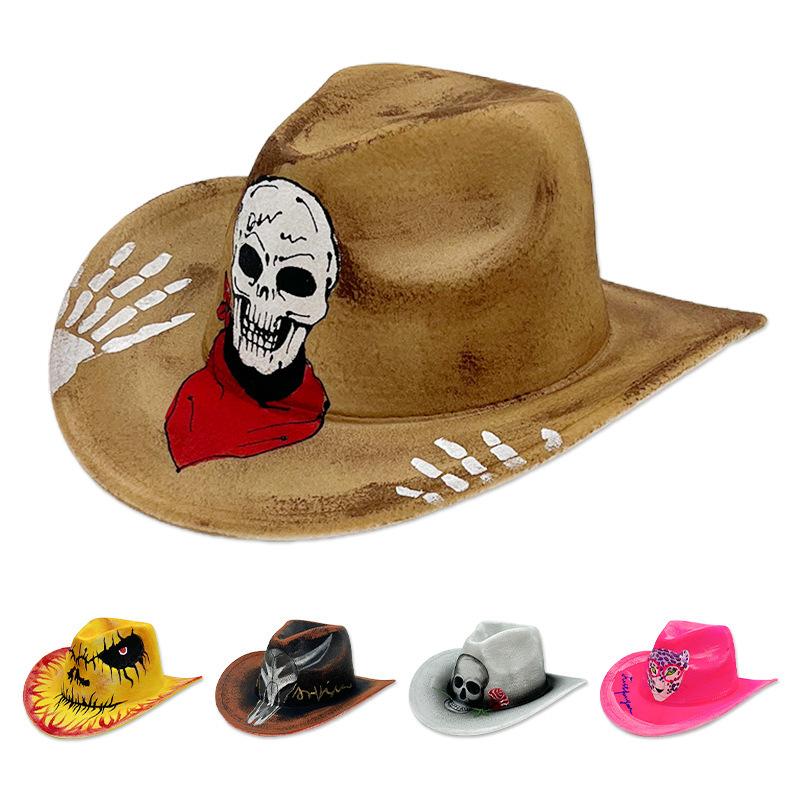 Halloween Hat Party Hand-painted Colorful Dance Performance Halloween Proms Christmas Cowboy Hats