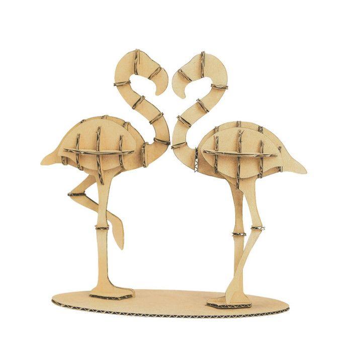 Trophée en carton - CTOP - Flamants rose - À assembler - Mixte - Beige