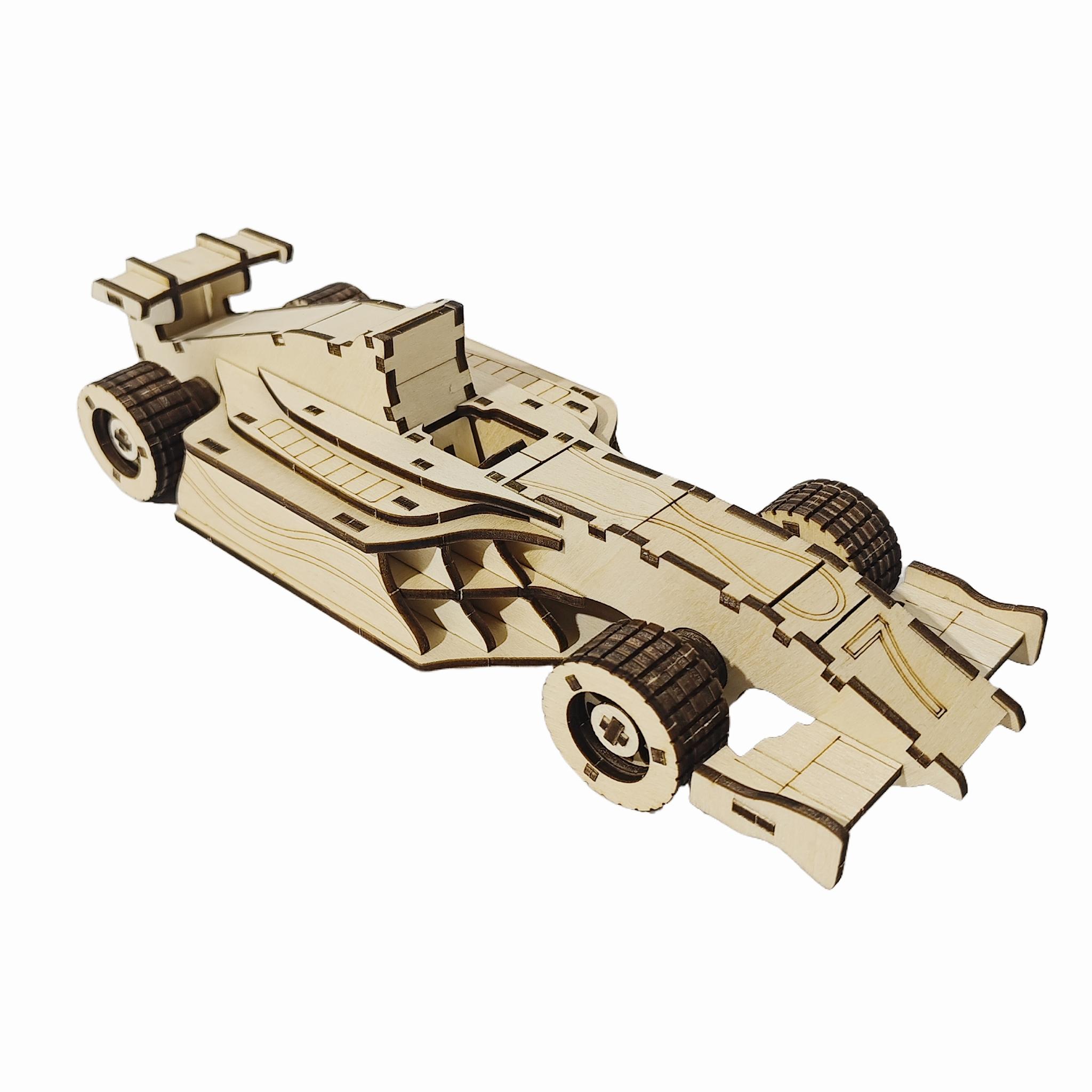 

3D Puzzle DIY Wooden Toy Formula 1 Racing Car Assembly Model Adult Birthday, Halloween, Christmas Gift белый