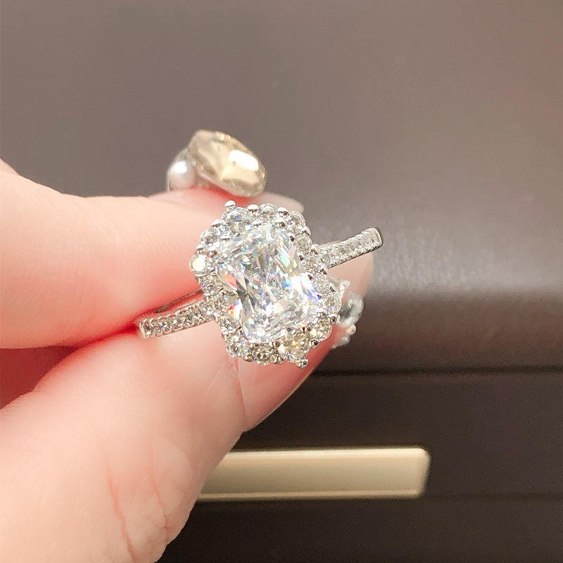 Genuine Ready-to-Wear White Zirconia Ring | European & American Luxury | Pigeon Egg Design | Women’s Wedding Fashion Jewelry