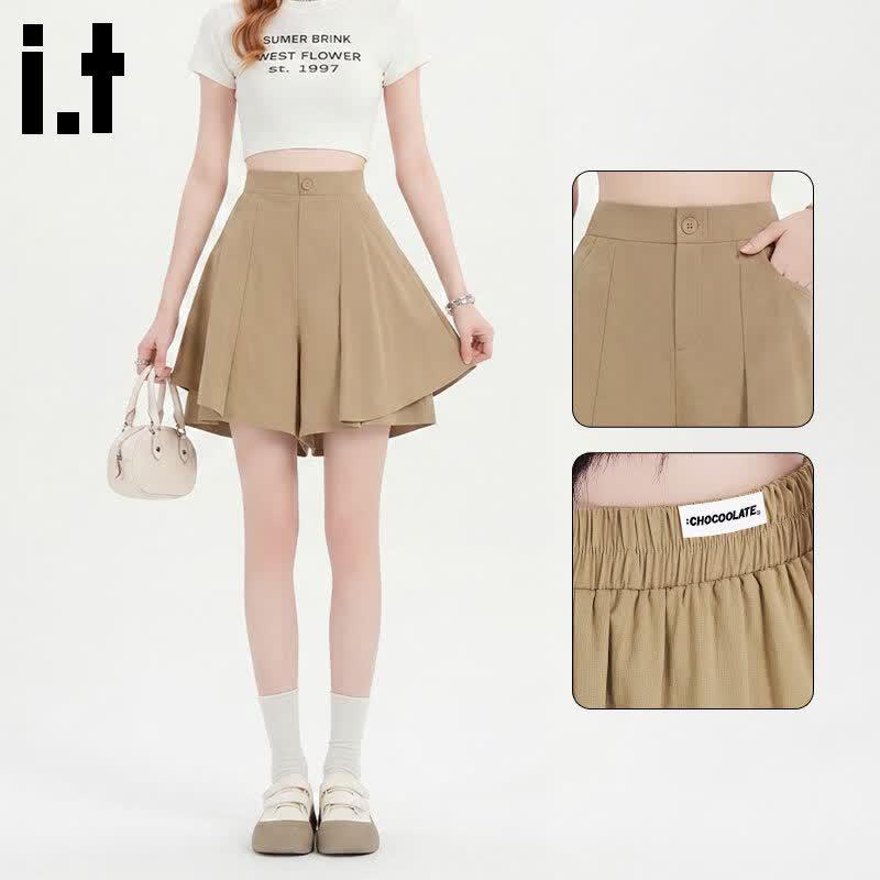 Women s American Style Pleated Wide-Leg Culottes M хаки