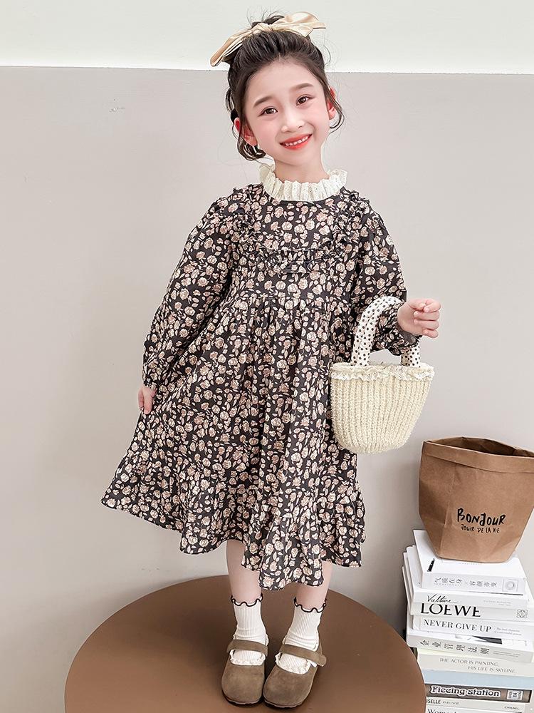 Korean Style Floral Princess Dress for Girls - 2025 Autumn/Winter Collection
