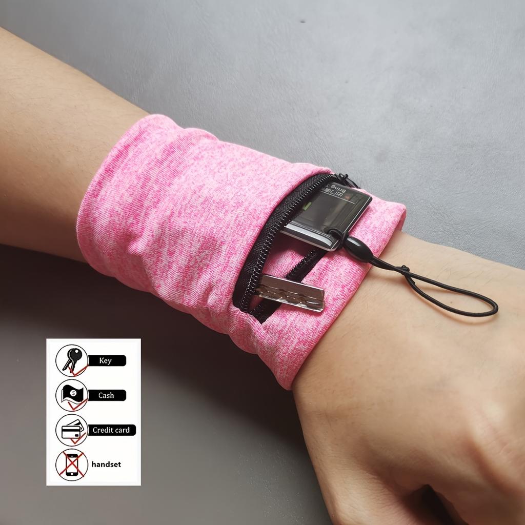 Fashionable Neutral Wrist Wallet Bags: Durable Polyester, Zipper Closure - Ideal for Gym, Running, Cycling & Travel - Available in Pink, Black & Gray
