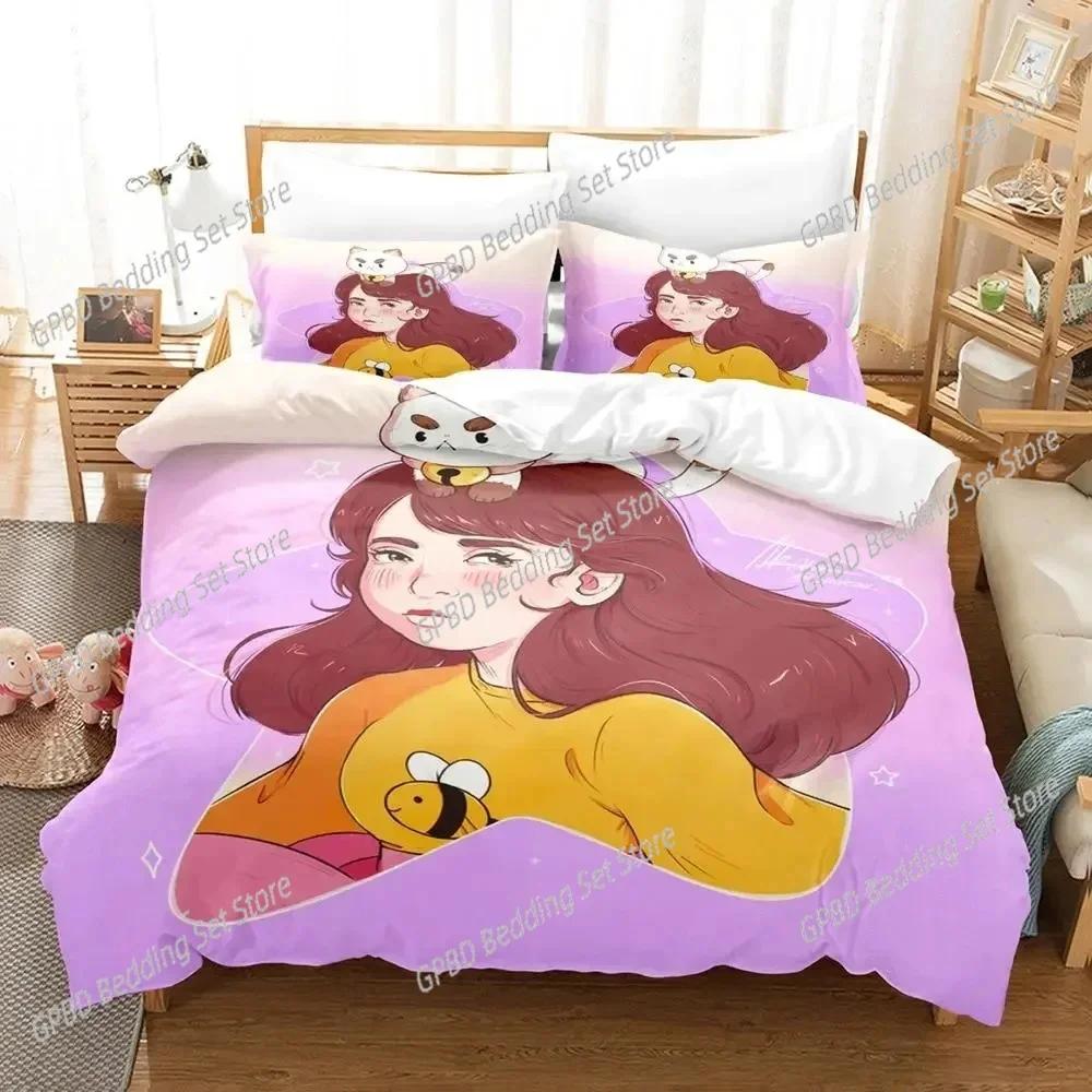 Cartoon Bee PuppyCat 3D NEW Duvet Cover Pillowcase Bedding Set Adult Boy Girl Bedroom Decoration Children Single Double Large