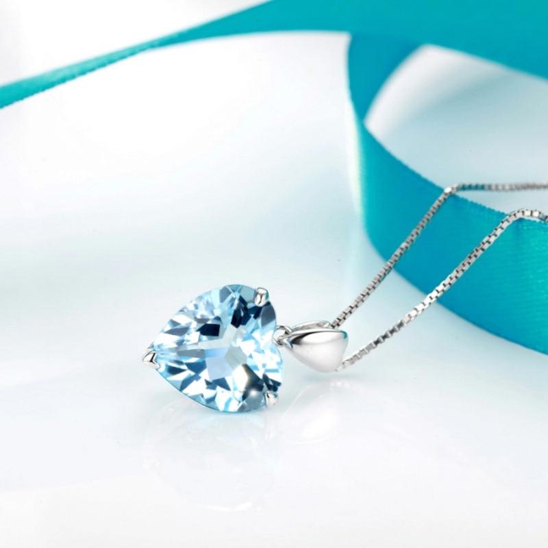 Real Natural Blue Topaz Jewelry Sterling  Tone Necklaces Pendant  Tone Women Jewelry Bizuteria Topaz GemstoneTrendy Pendant