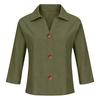 Women's Casual Loose Fit Button Down Shirt Three Quarter Sleeve Collared Blouse Lightweight Soft Fabric Relaxed Style
