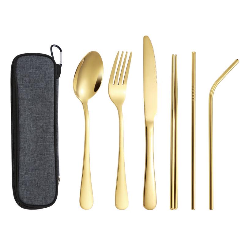 ZISIZ Tragbares 8-teiliges Outdoor-Reisebesteck-Set