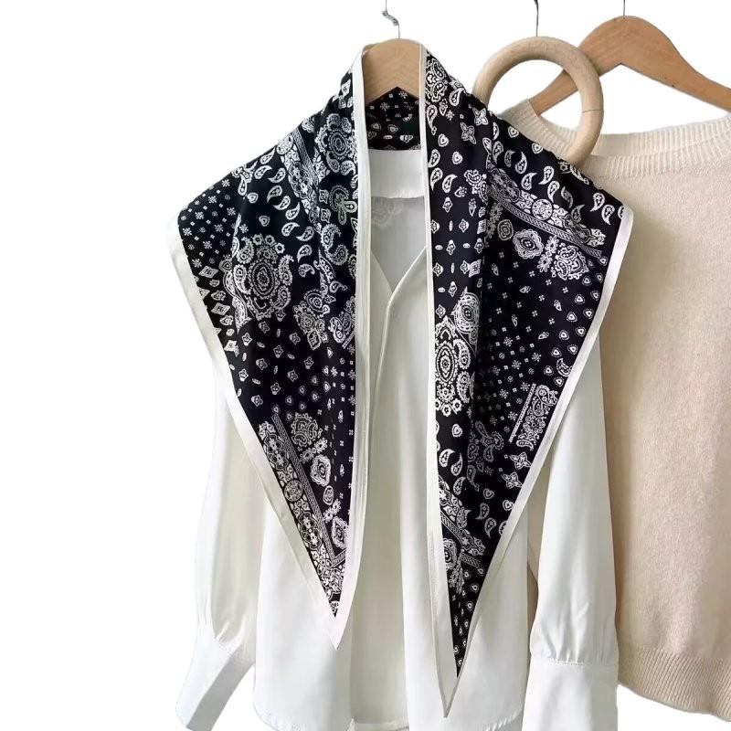 American Spice Girl Black Cashew Nut Flower Waist Triangle Towel Stacked Waist Accessories with Pants New Thin Waist Towel Women