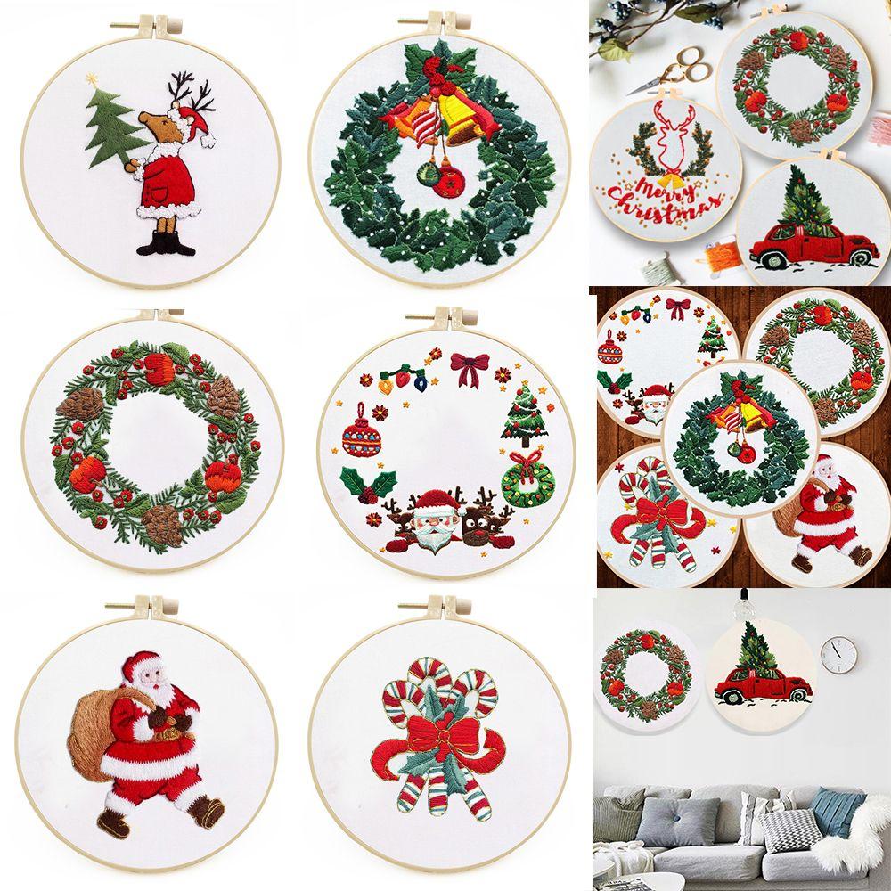 Accessories Xmas Patterns DIY Merry Christmas Cross Stitch Kit Embroidery Hoop Christmas Embroidery