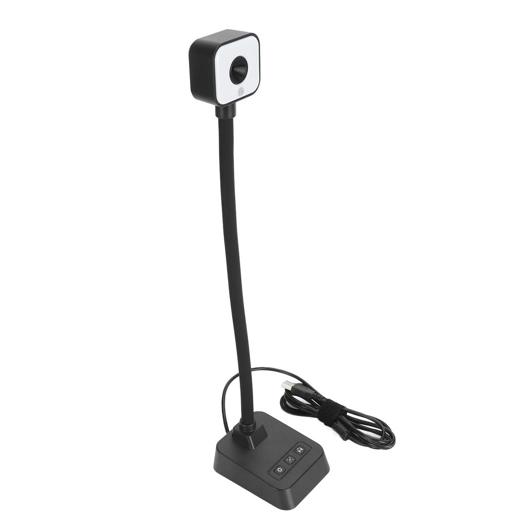 4K USB Document Camera 360 Deg Rotatable Lens Auto Focus 3 Level LED Light AI Noise Reduction Mic Foldable for Windows