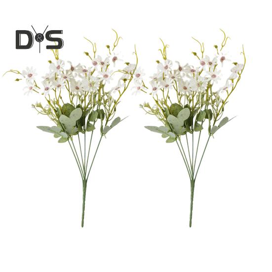 2 Piezas Ramo de Flores Simuladas Margaritas Artificiales con Tallo Flexible Flores Falsas Resistentes a la Intemperie para Jarrón Jardín Decoración del Hogar Decoración de Primavera Verano