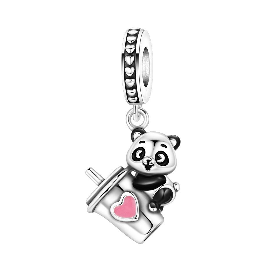 Cute Panda Charm Beads For Bracelet DIY Jewelry Making Accessories Cartoon Pendant Stringing Supplies Craft Parts