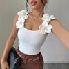 Summer 2026 Fashion: Sleeveless Knit Top with 3D Floral Design