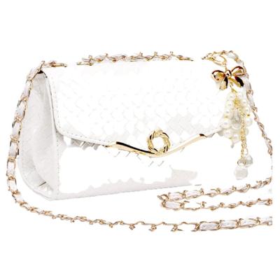 ORIJIRI Women's Crossbody Shoulder Bag with Chain and PU Leather Detail, Cute and Stylish, White
