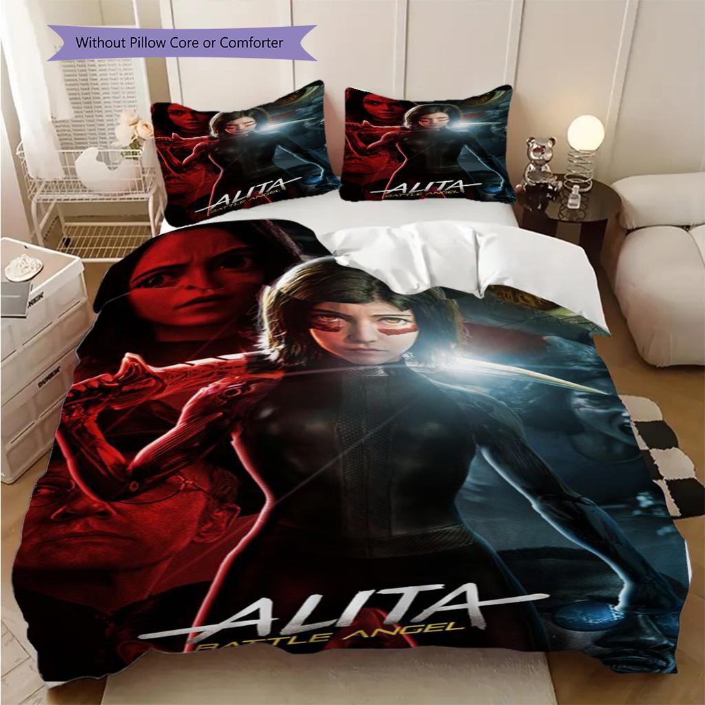 Alita Battle Angel Futuristic Warrior Three-piece set (1 * duvet cover + 2 * pillowcase, without core) 2D Flat Soft and comfortable