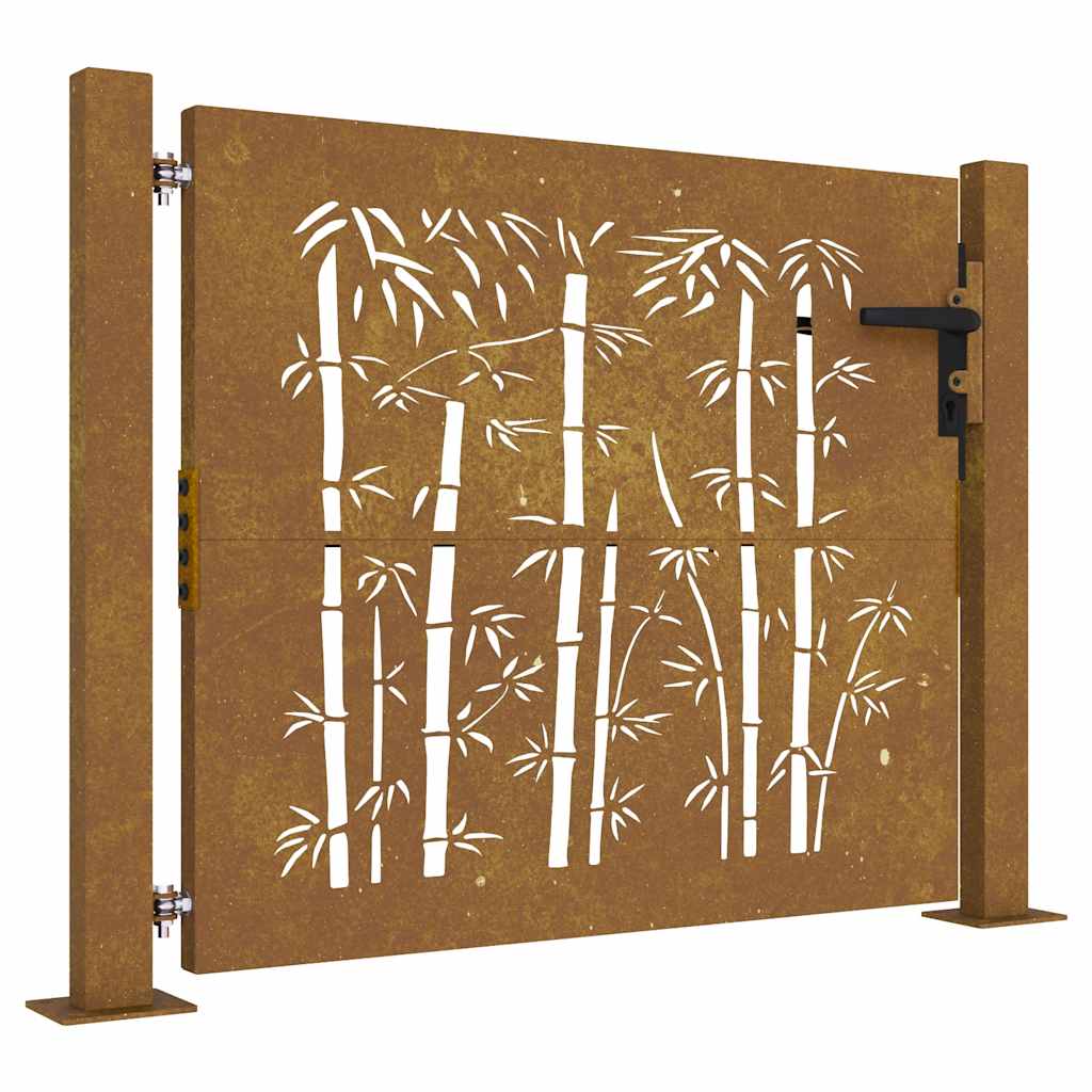 Garden Gate 100x75 Cm Corten Steel Bamboo Design