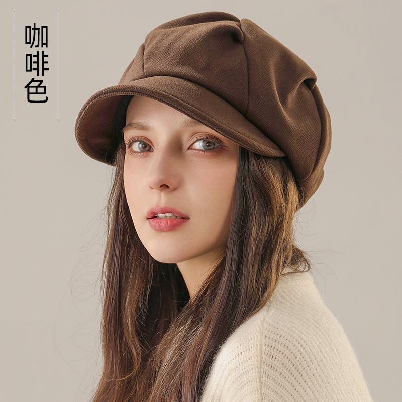 Women S Octagonal Winter Hat Vintage Face Slimming Painter Beret