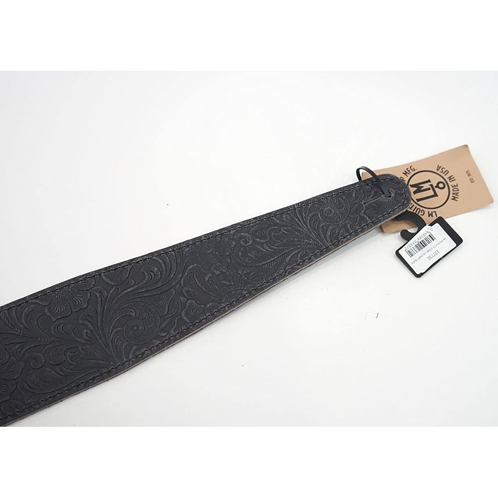 LM Products Classic Leather - Tooled Leather Guitar Strap, Slate, LS-2804T