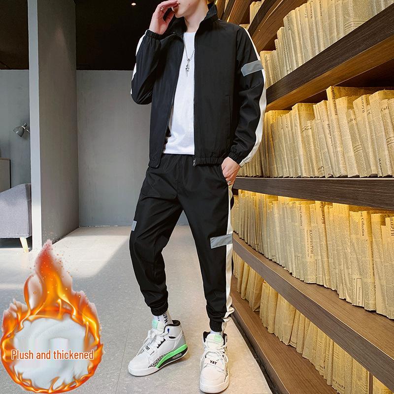 Men's Spring 2025 Korean Style Casual Suit: Youth Sport Two-Piece Set Plus Size
