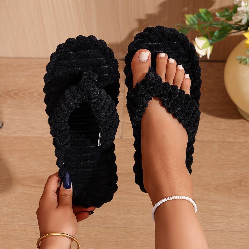 Soft fluffy flip-flops women's summer home comfort flat-bottomed slippers hotel hospitality thickened bathroom slippers women