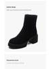 Women's Chunky Heel Ankle Boots - Matte Sheepskin, Thick Sole, Round Toe, Versatile for Autumn and Winter