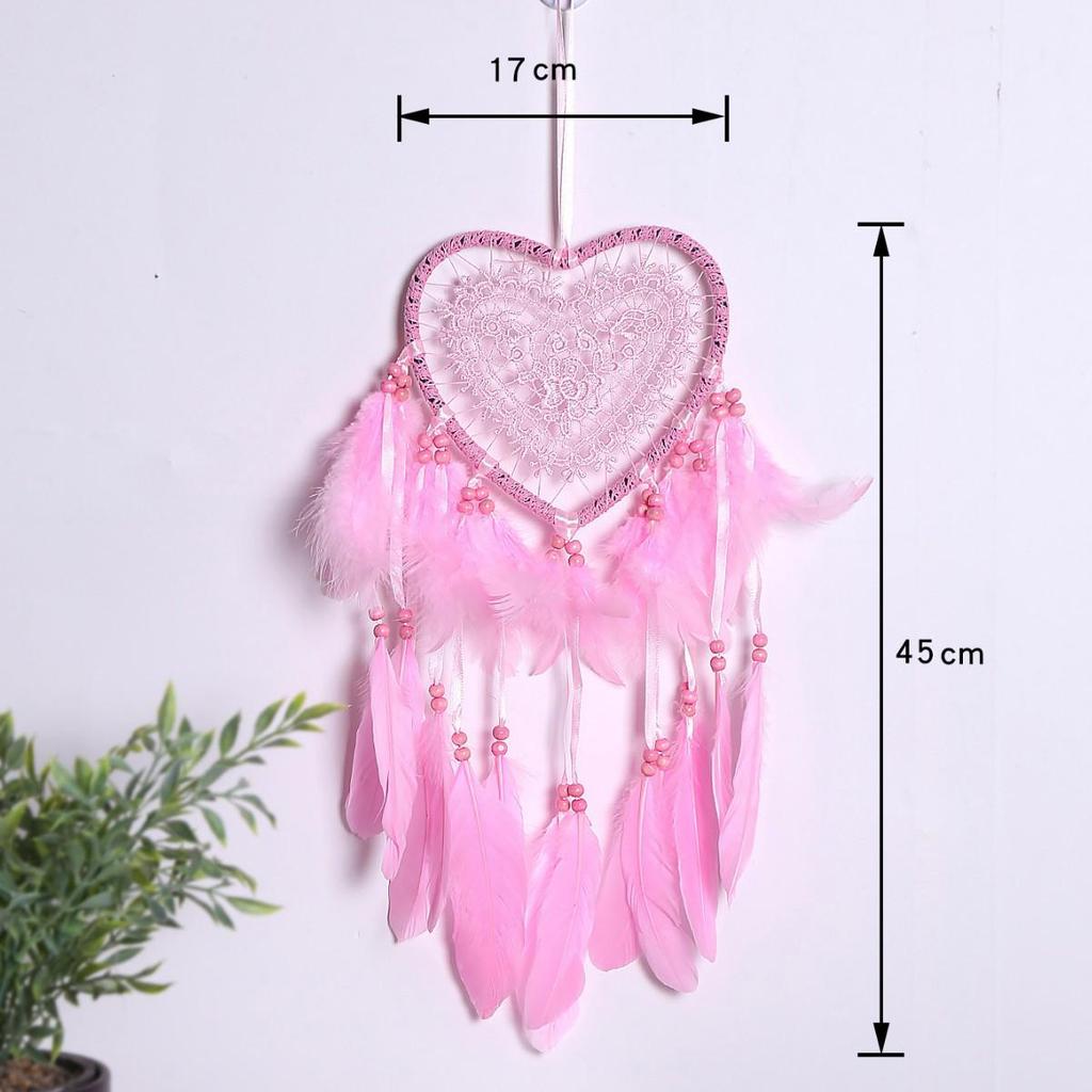 Ręcznie robiony Dziewczęcy Łapacz Snów: Wisząca ozdoba ścienna w kształcie serca na dekorację ślubną