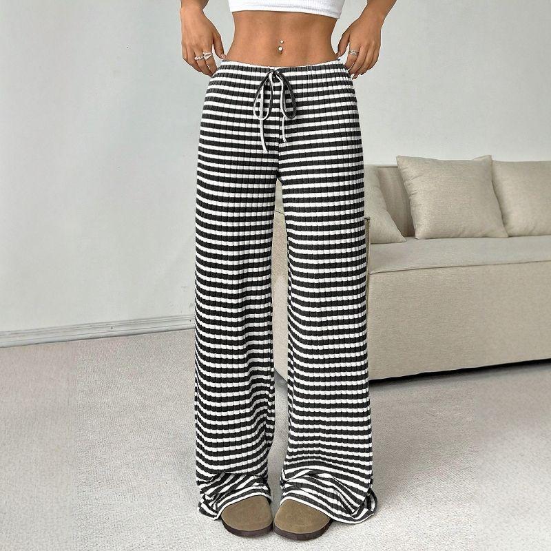 European and American Leisure Stripes Straight-Leg Pants Loose Pants Pants Children Casual Pants Trousers Women
