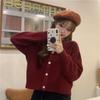 Spring Retro Petite Knitted Cardigan – Women's Short Round Neck Sweater with Hong Kong Style
