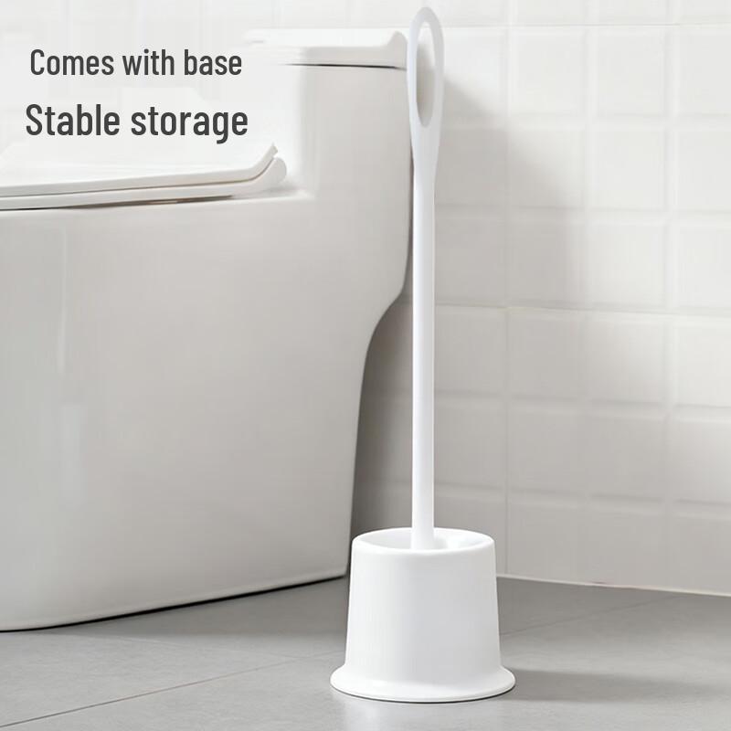 White Long Handle Toilet Brush with Base