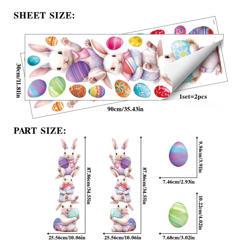 Easter Stacking Rabbit And Egg Laying Atmosphere Decoration Stickers Display Window Refrigerator Static Cling Stickers