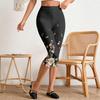 Women's Casual Pants with Elastic Waist, Slim Fit Split Hem
