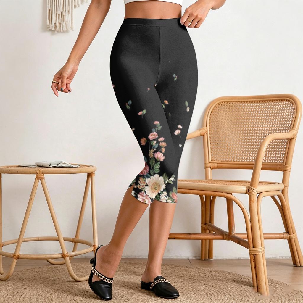 Women's Casual Pants with Elastic Waist, Slim Fit Split Hem