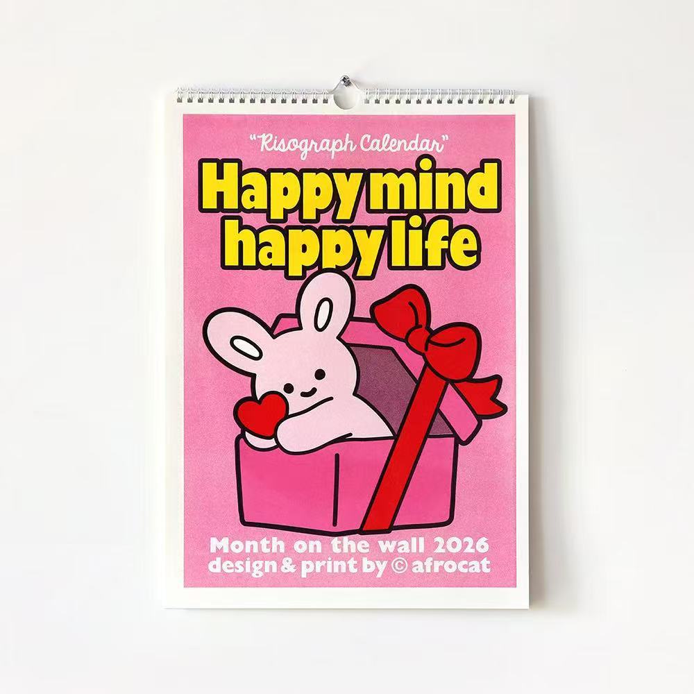 INS Korean Version 2026 Wall Calendar Cute Cartoon Wall-Mounted Large Yearly Calendar Creative Home Use Calendar, calendars