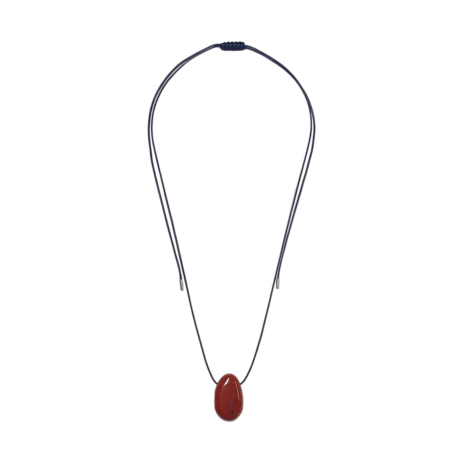 

Lightweight Handmade Necklace with Irregular Stone Pendant Adjustable Rope Design Comfort Wear Neckchain