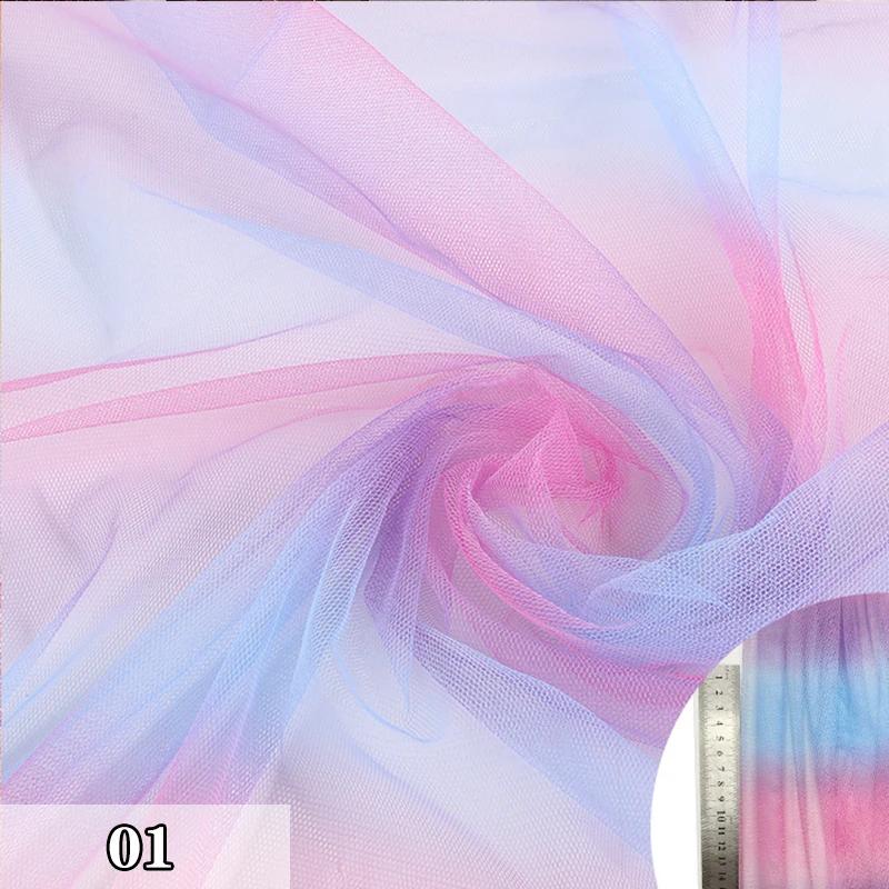 2/4/6 Yard Colorful Gradient Rainbow Mesh Fabric Rainbow Tulle Fabric For Diy Tutu Skirt Princess Dress Wedding Party Decor