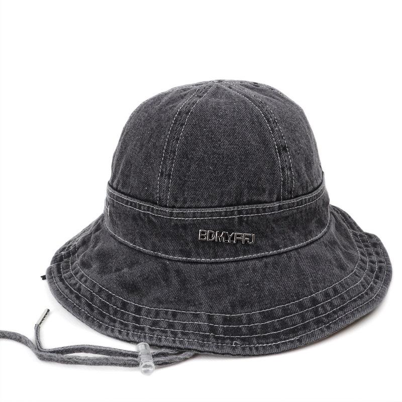 Bucket Hat Women's Korean Vintage Washed Denim Fashion Sunshade Fisherman Hat For Spring Summer, Adjustable Uv Protection Cap