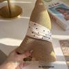 Women's Japanese Style Polka Dot Straw Hat with Ribbon Bow